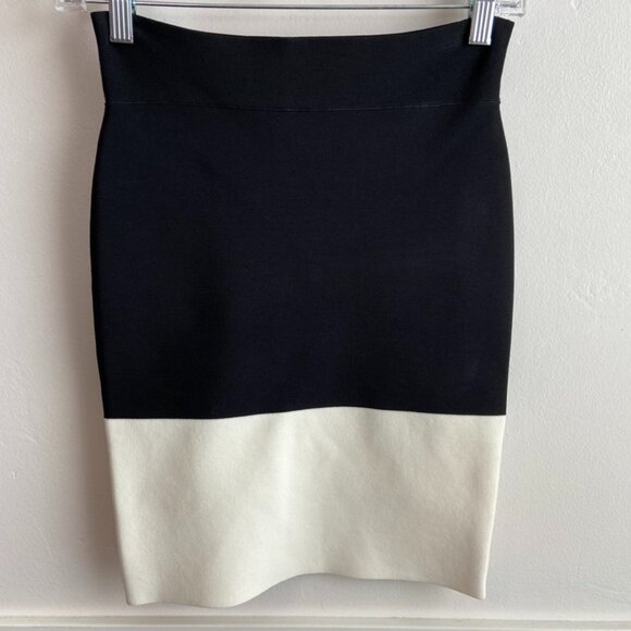 BCBCMaxAzria Black & White Joelle Color Block Bandage Pencil Skirt - Picture 3 of 7